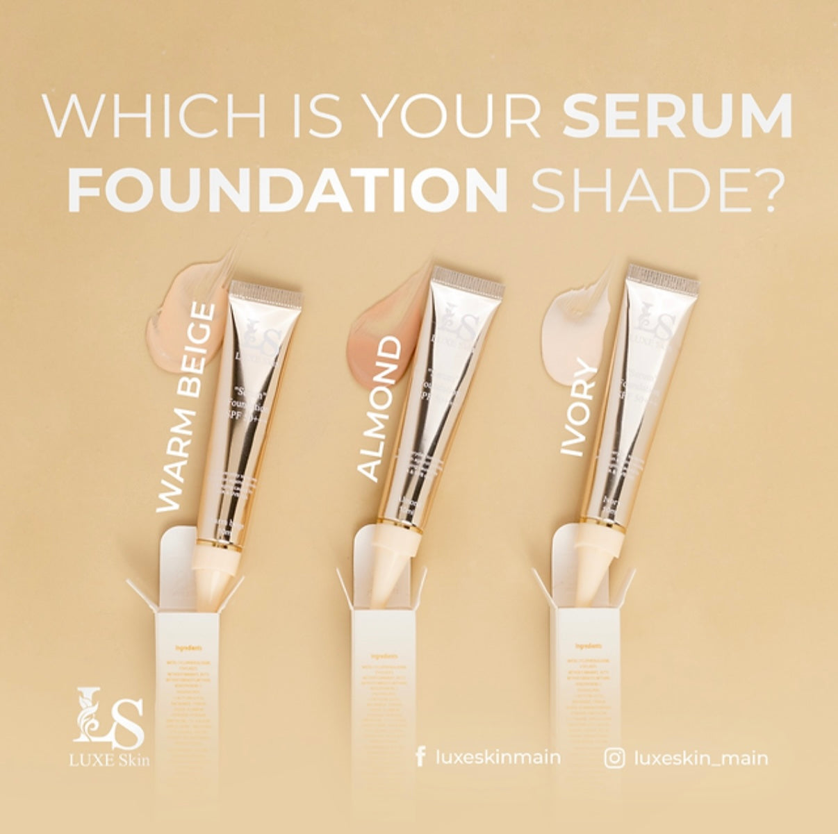 Luxe Skin Serum Foundation SPF 50+ – Warm Beige (10ml)
