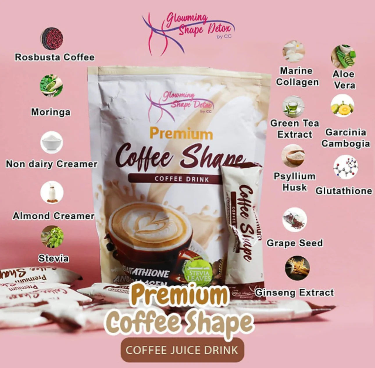 Glowming Shape Detox Premium Coffee Shape Drink l 210g - 10 sachets