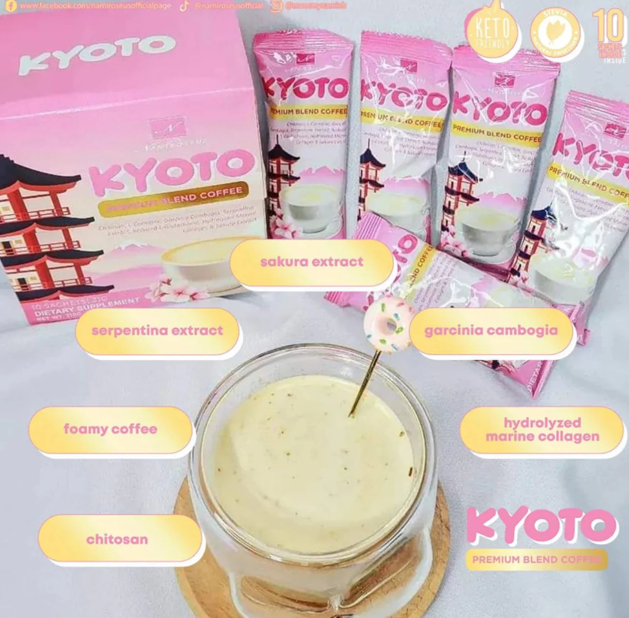 Namiroseus Kyoto Premium Blend Coffee (Slimming, Glutathione & Collagen) 210g - 10 Sachets